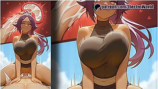 Yoruichi From Bleach Fucked Mercilessly, Pussy Dripping Cum With Car Toon