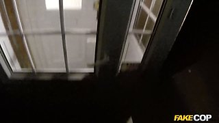 Cop nails cam chick in front of her christmas tree - faux cop