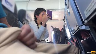 Brunette Katty West Gives Fast Handjob & Cumshot in Airplane - POV Close-Up