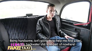 Outside the cab, a shaved Czech blonde gets fucked fast by a young stud