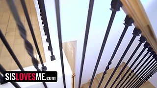 Sis Loves Me - provocative teenager with nipple piercing juggles her massive butt on her stepbro's knob