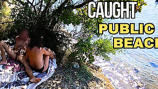 Flashing My Cock in Front of Stepdaughter on a Public Beach and She Helps Me Cum in Front of Everyone