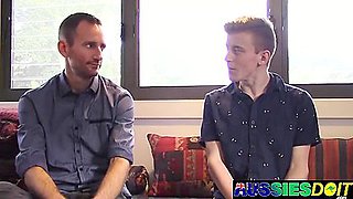 Aussie Twink Pandora Strokes His Cock While Dilf Mason Hammers Deep Into His Ass