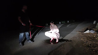 A Guy Made Me Suck His Cock and Piss at the Road