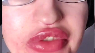 Asmr Paprika Pepper Eating - Asmr, Eye Glasses, Gianess, Lipstick, Big Lips, Mouth, Food, Face Fetish, Long Nails
