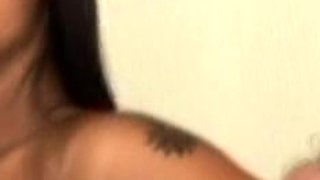 Big tit brunette sucks a big cock blowjob POV