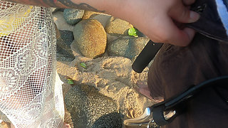 Tattooed MILF Nery Takes Hard Doggy Pounding on Beach