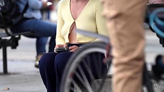 Outdoor anal solo and masturbating blonde