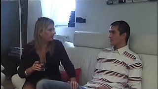 Naughty French MILF luring a hot younger guy for sex