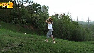 Smoking fetish with brunette in sexy lingerie