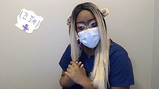 Masked ebony nurse