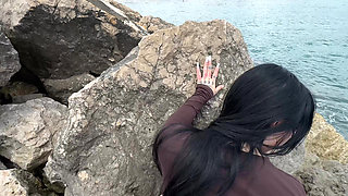I Go with My Stepbrother to Spend the Day at the Beach and We End up Fucking Between the Rocks