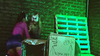 Horny Catsbabes Scene-3 Horny Kittens in Lingerie Fucking Together in the Alley