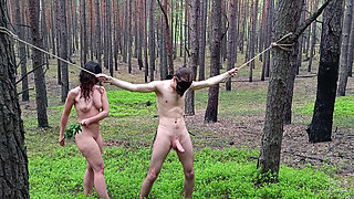 Roman Gets Tied up and Spanked with Nettles in the Middle of a Forest!