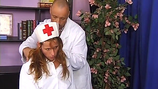Redhead Nurse Spreads for Doctor Deep Exam