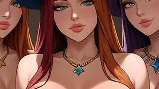 Sorcerer Group Women Bouncing Boobs on Music (ai Animation)