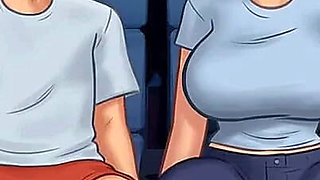 Summertime saga: stepbrother fingers his stepsister in the cinema