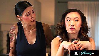 GIRLSWAY - Frustrated MILF Landlady Dana Vespoli Walks Around Naked To Evict Tenant Kimmy Kimm
