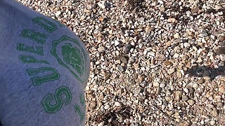 Tits, Hairy Pussy and Ass Out on the Beach!!