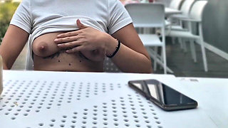 Flashing Boobs in a Restaurant