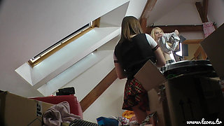 No Panties No Bra Allowed in a Girlfriend Sexy Party who love flashing and showing Big Ass and Tight Pussy