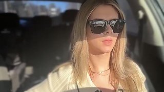 Blond Honey Driving Around Like a Superslut in Van