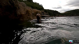 Ocean Rope Bondage with Ballgag in Wetsuit
