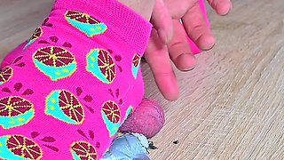 Boots and Cute Pink Socks CBT Cock Trampling on Cockbox, Amateur Femdom Jozi Trample