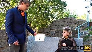 Mature4k. resting outside leads to carnal joy for posh madame and man