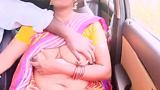 Telugu Honey Lips Dirty Talk Outdoor Car Sex with Desi Maid in Saree