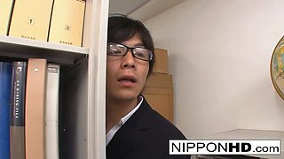 Japanese secretary masturbates at her desk