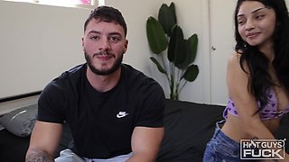 Skinny latina is getting her tight pussy fucked by a strong guy