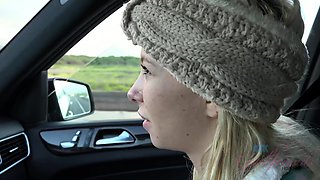 Small tit brunette amateur tugs on a big willie