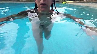 Amateur Hungarian MILF Gets Fucked in Pool by Ex - Outdoor Creampie & Deep Throat