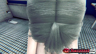 Blonde Anime Girl 3D Hentai - Hardcore Doggy Style Fuck in Toilet with Tight Pussy and Cum on Her Big Ass