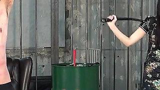 Female Boss of a Dark Organization Gets Pussy Wet While Whipping and Dripping Hot Wax on a Refusing to Confess Investigator