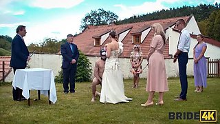 Blonde Bride with Natural Tits Fucked Hard Outdoor on Her Wedding Day - Ella Belle, Falco White, Dave Heard