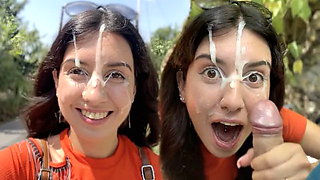 Public Blowjob in the Bushes with Stranger and Crazy Cumwalk Covered in Cum