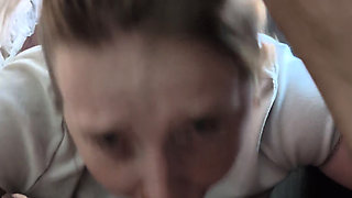 Blonde amateur teasing and deepthroating a hard cock