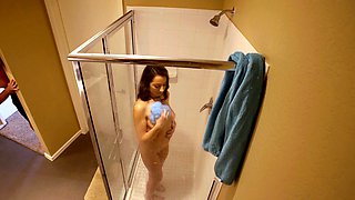 Showering teen stepsis prank and fucked