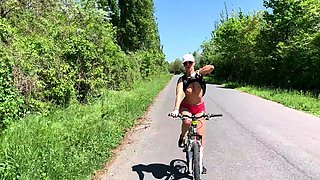Brunette big boobs takes it also anal