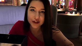 Came on a date with LUSH VIBRO TOY in pussy, public