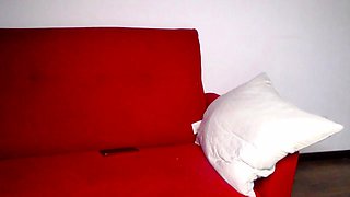 Amateur busty brunette masturbates and does hand job