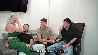 Boy shares his girlfriend with his two friends for Christmas Tatiana Álvarez MILF with huge boobs