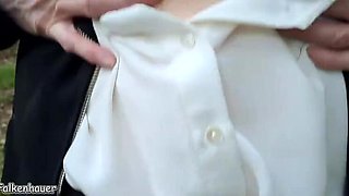 Amateur MILF Sandra Falkenhauer Outdoor Walking Compilation - Petite Tits, Stockings, Public Fun