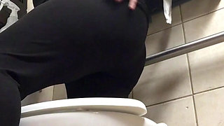 Curvy MILF in Public Toilets Horny in Cotton Panties