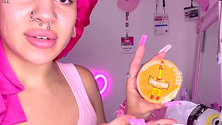Spicy Food Mukbang Overeating Facestuffing Petite Girl Eating Hot Food Close-up Long Nails Fetish Acrylic Nails Teen Bonnet