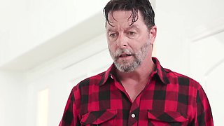 Nubile seducing bffs step-father by splooging in front of him