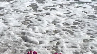 Waves Crashing on Size 16 Feet & Legs