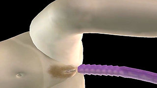 Animated 3D Porn - Beautiful Girl Strap on Fucks Asian Man Then Double Dildo Doggy